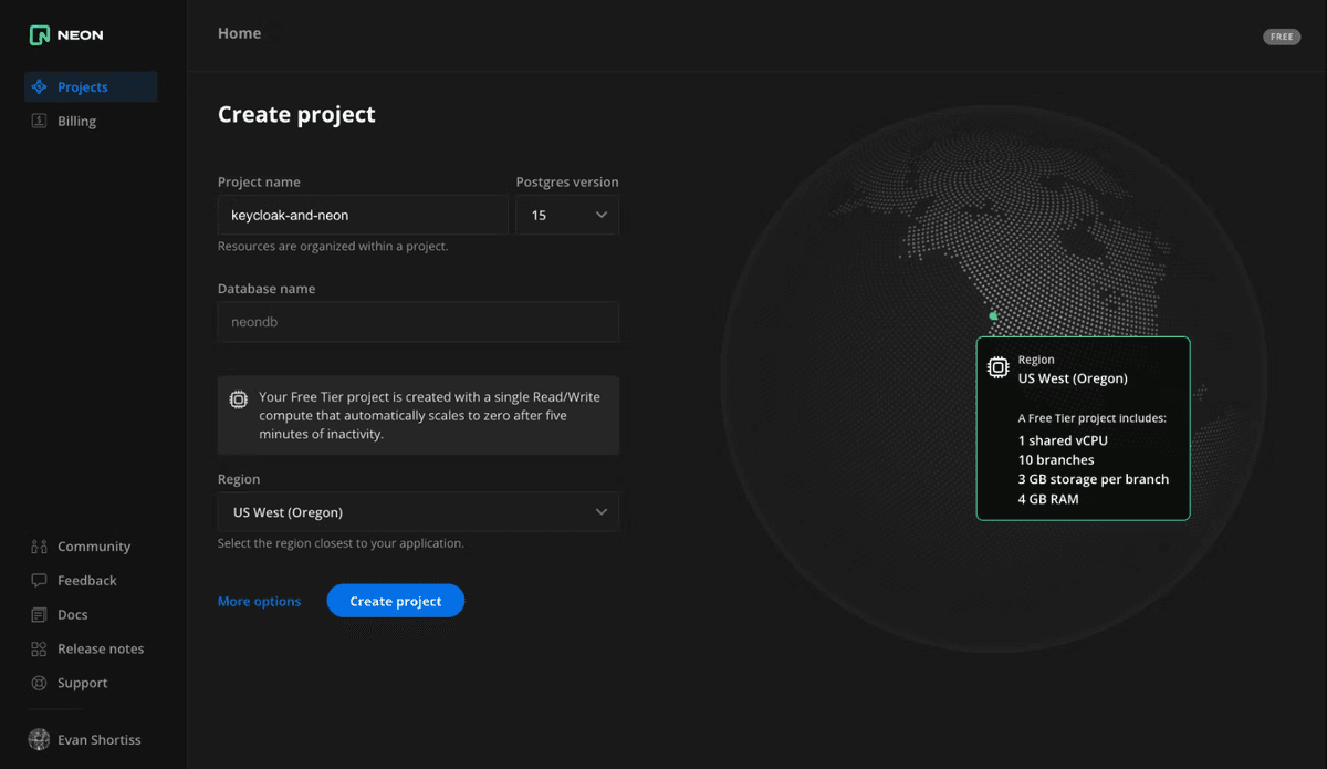 NeonDB Create Project